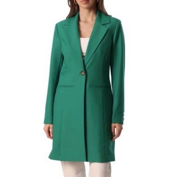 Avec‎ Les Filles Women's Longline Blazer Size Sm In Parrot Green Kelly 1 Button - Picture 1 of 11